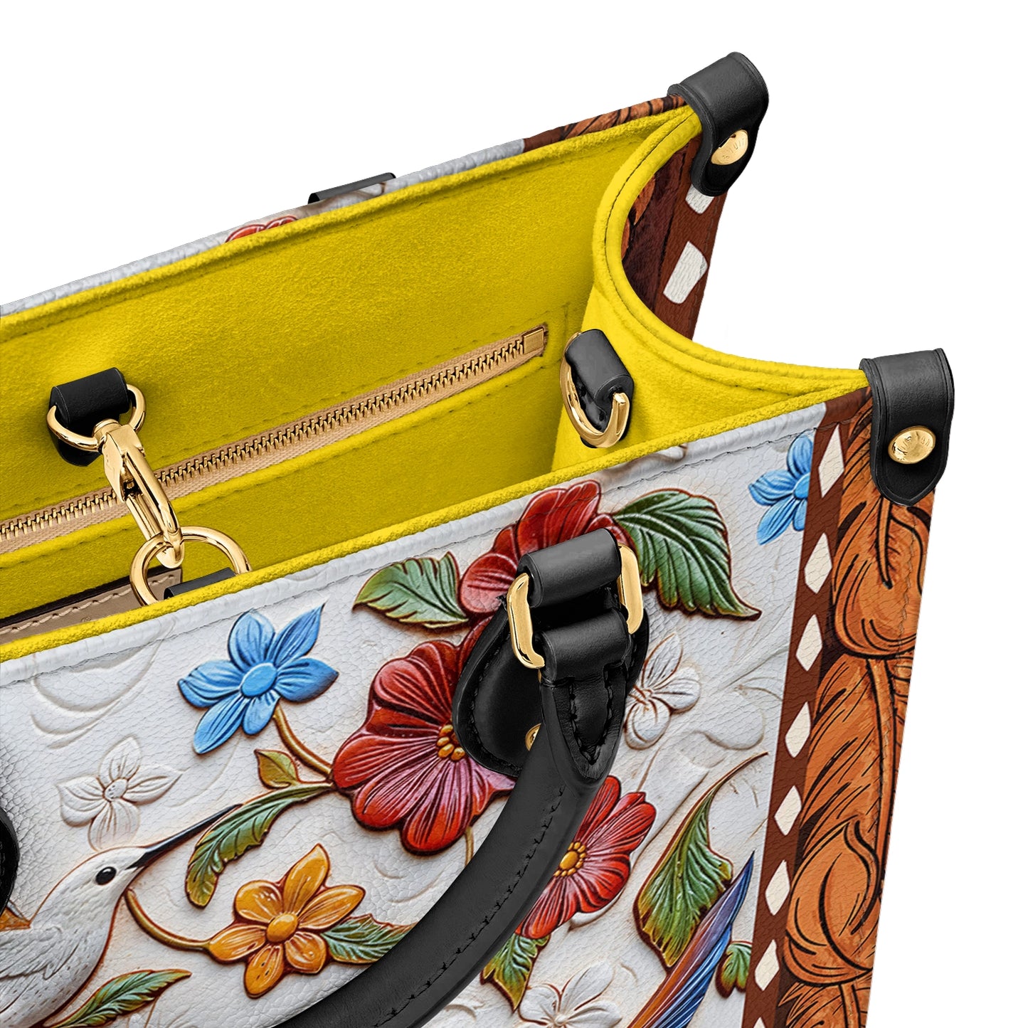 Shineful Leather Bag Hummingbird Blossom Flight