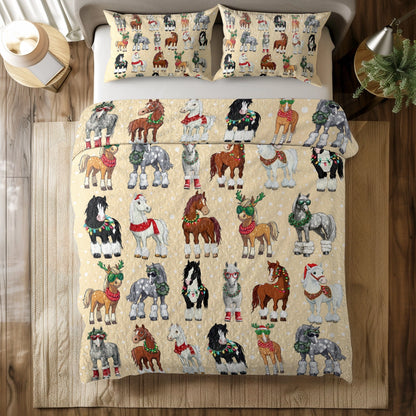 Shineful All Season Quilt 3-Piece Set - Horse Holiday Hoofin' Around