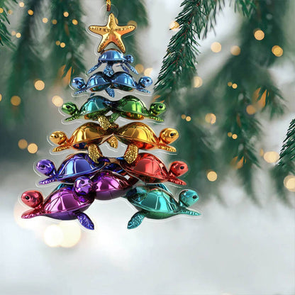 Shineful 2D Acrylic Ornament Cute Colorful Sea Turtles Christmas Tree