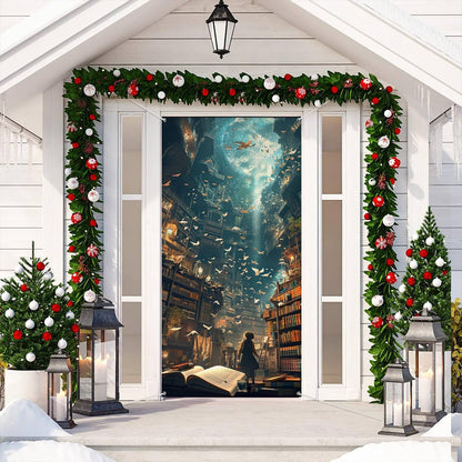 Shineful Door Cover Magical Library