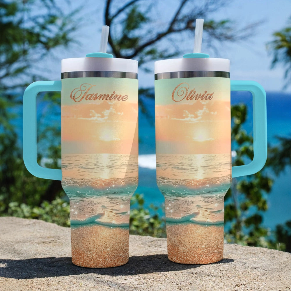 Shineful Tumbler Personalized Beachside Sunrise Bliss