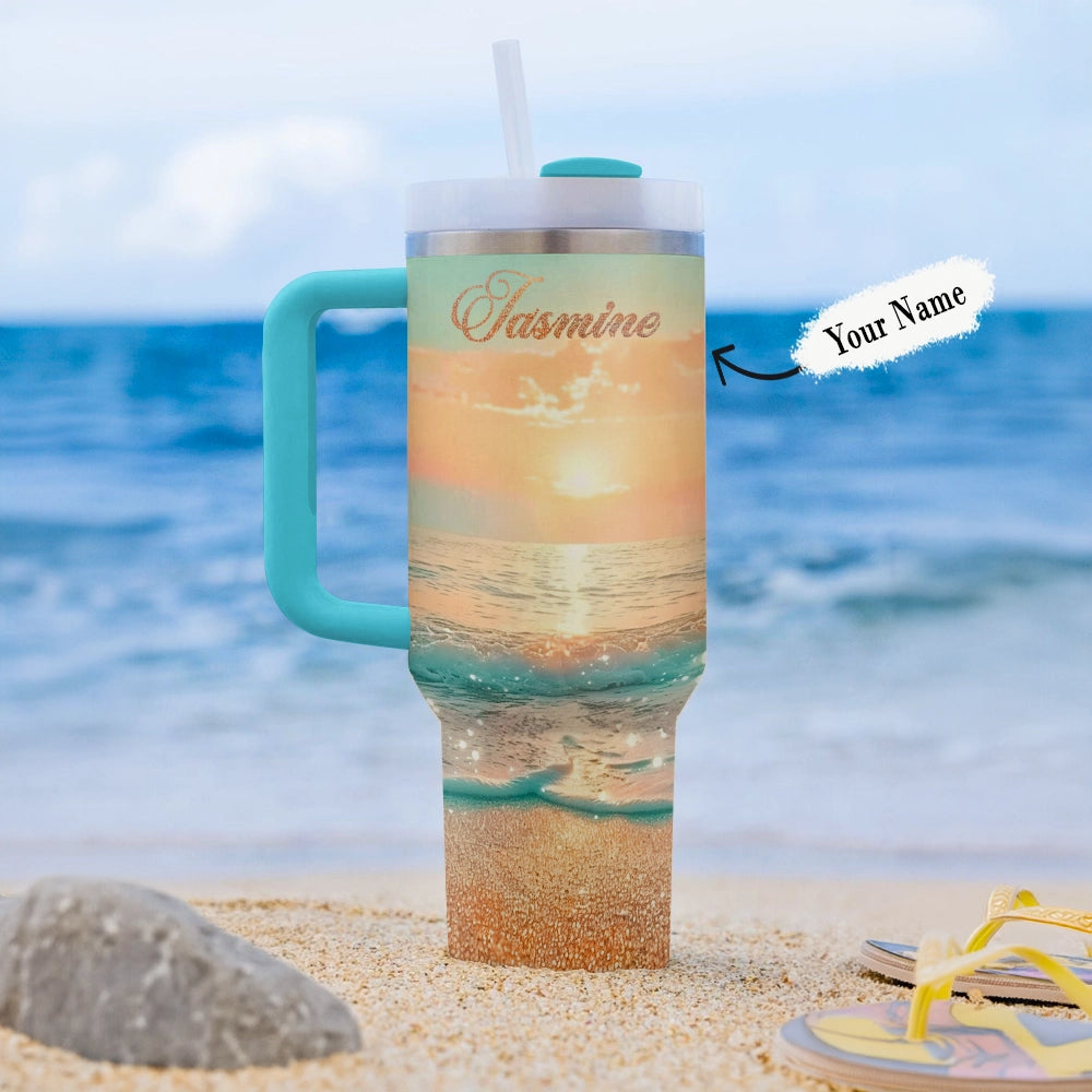 Shineful Tumbler Personalized Beachside Sunrise Bliss