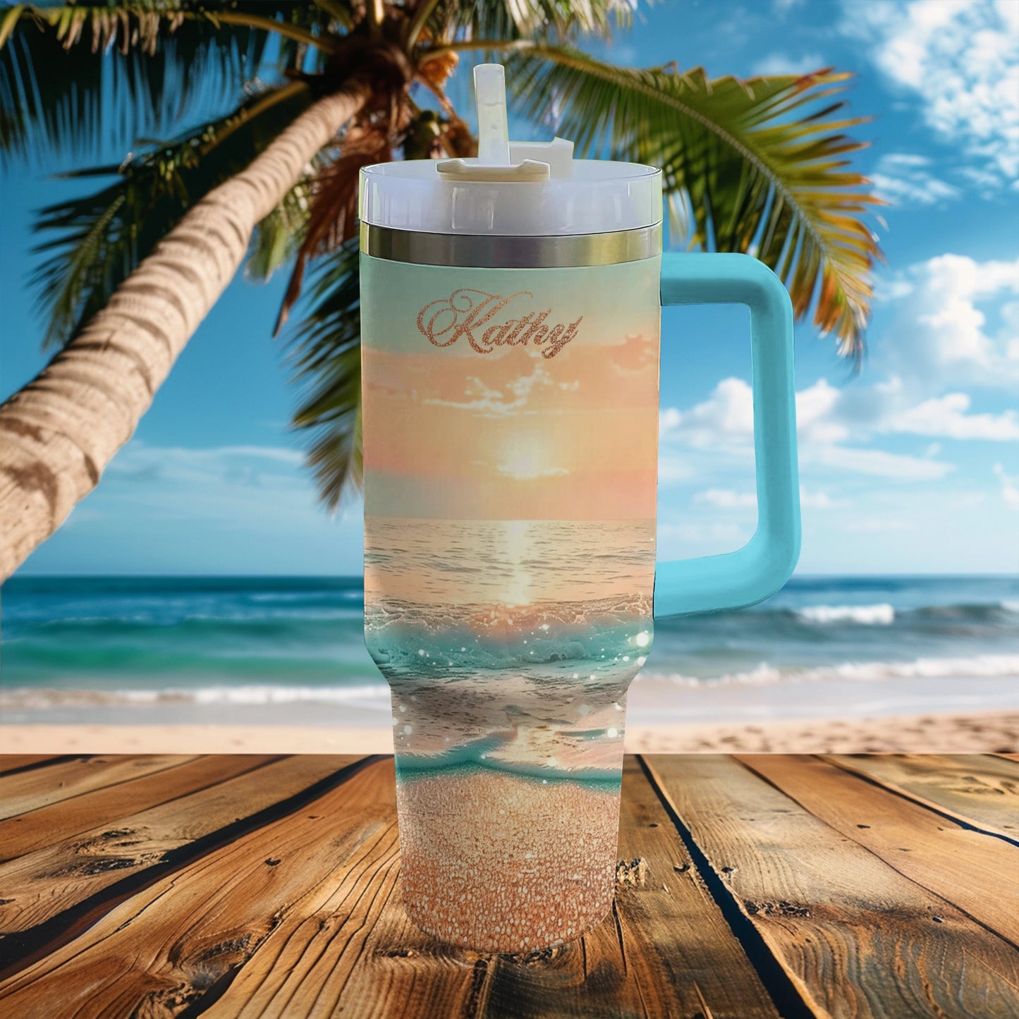 Shineful Tumbler Personalized Beachside Sunrise Bliss