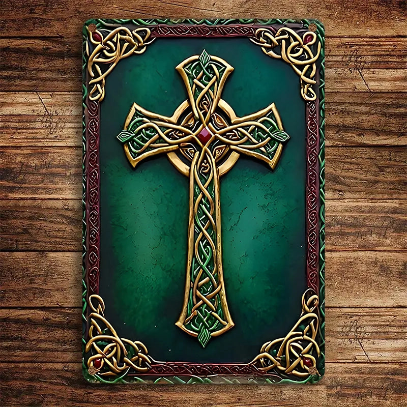 Shineful 2D Metal Sign Emerald Heritage Cross