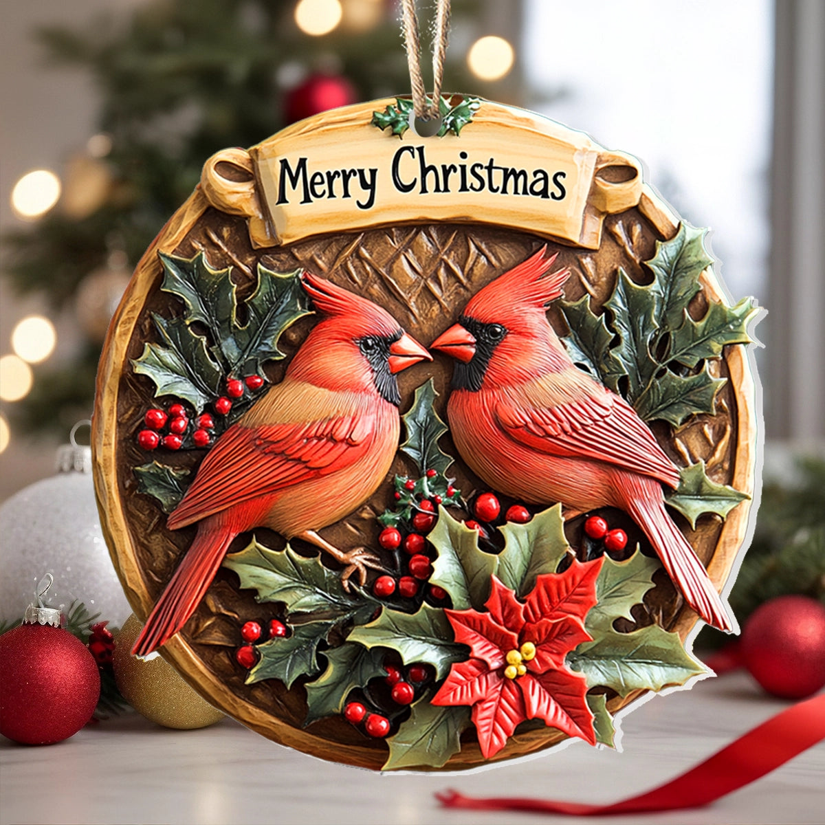 Shineful 2D Acrylic Ornament - Cardinal Couple Christmas Charm