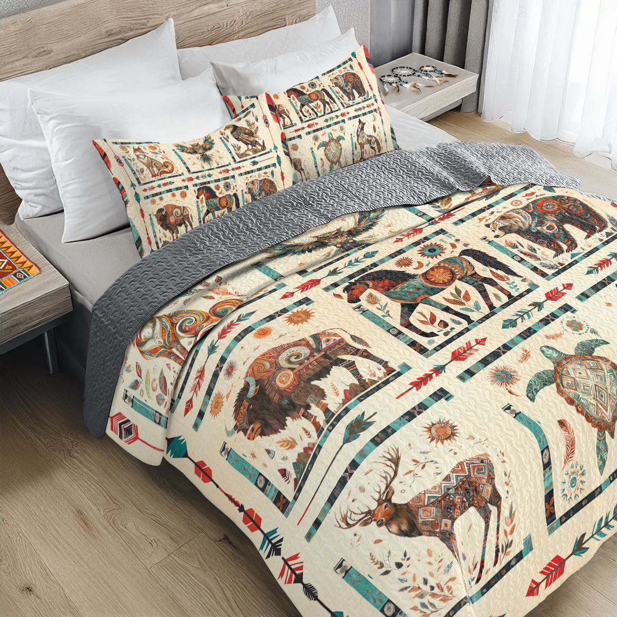 Shineful All Season Quilt 3-teiliges Set Native Spirit Wildlife