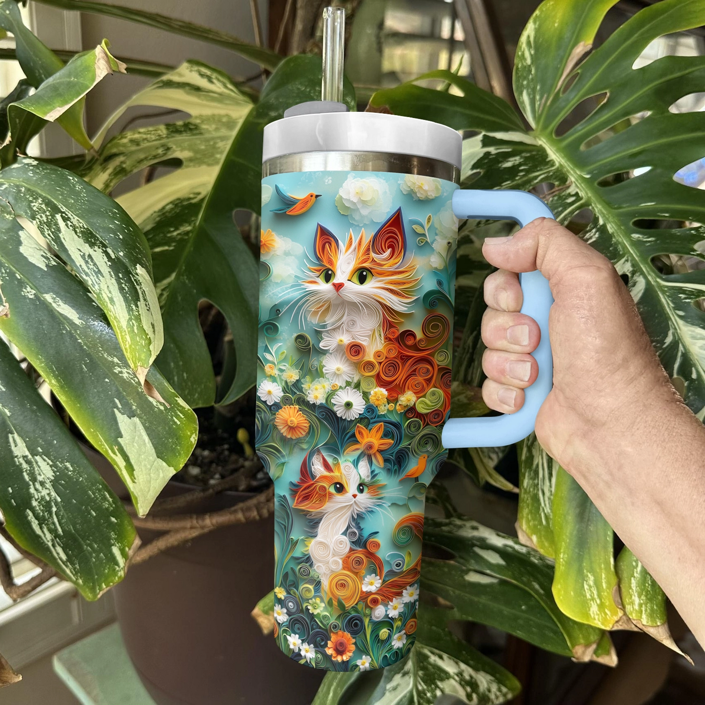 Chat à plume fantaisiste Shineful Tumbler