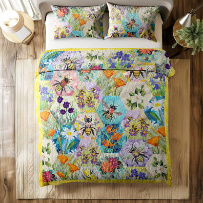 Shineful All Season Quilt 3-Piece Set Bee-autiful Blooms