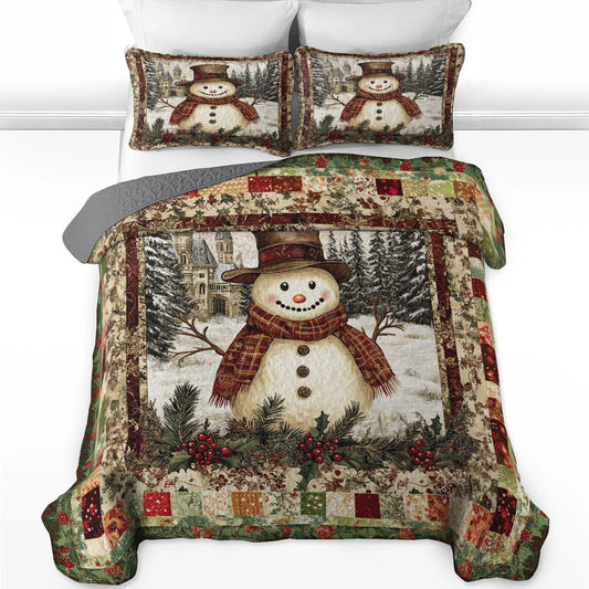 Shineful All Season Quilt 3-Piece Set - Vintage Snowman