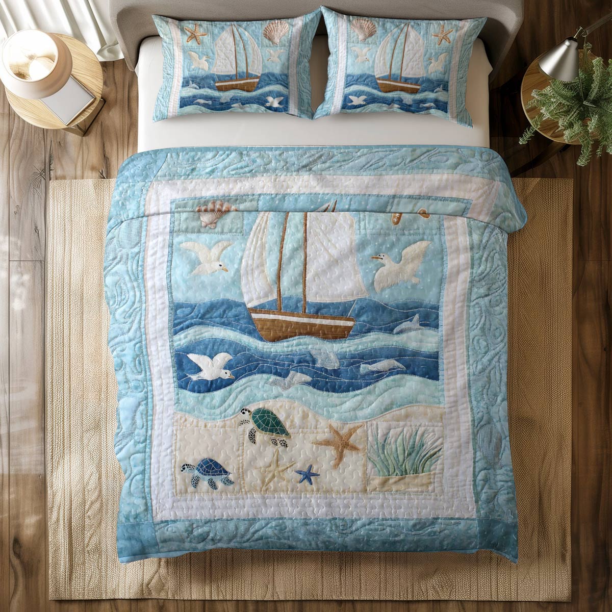 Shineful All Season Quilt 3-Piece Set Ocean Breeze