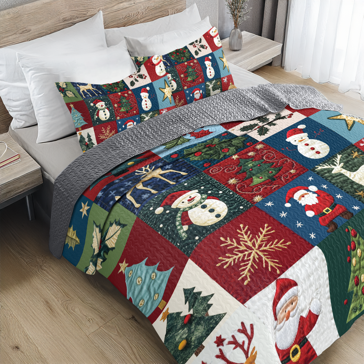 Shineful All Season Quilt 3-teiliges Set - Weihnachtsmuster