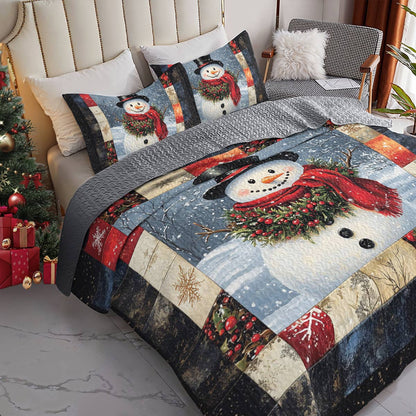 Shineful All Season Quilt 3-Piece Set Cheery Snowman