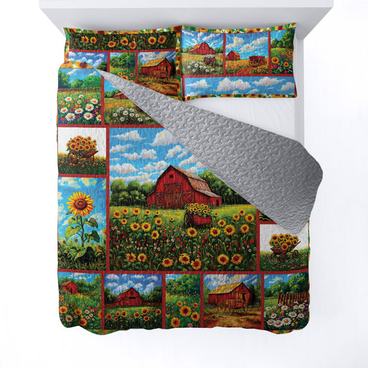 Shineful All Season Quilt 3-teiliges Set - Peaceful Sunflower Farm