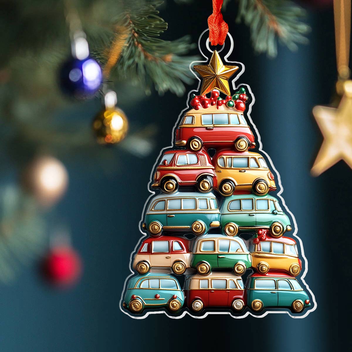 Shineful 2D Acrylic Ornament Camper Christmas Tree