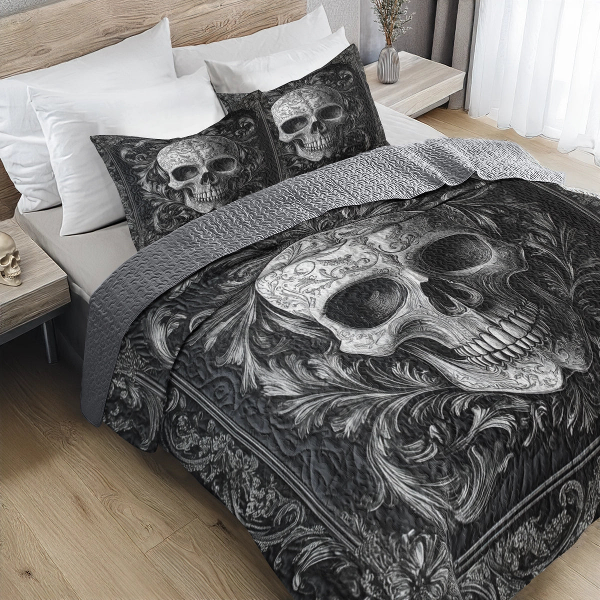 Shineful All Season Quilt 3-teiliges Set - Mystic Shadows Skull