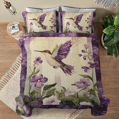 Shineful All Season Quilt 3-Piece Set Vibrant Hummingbird