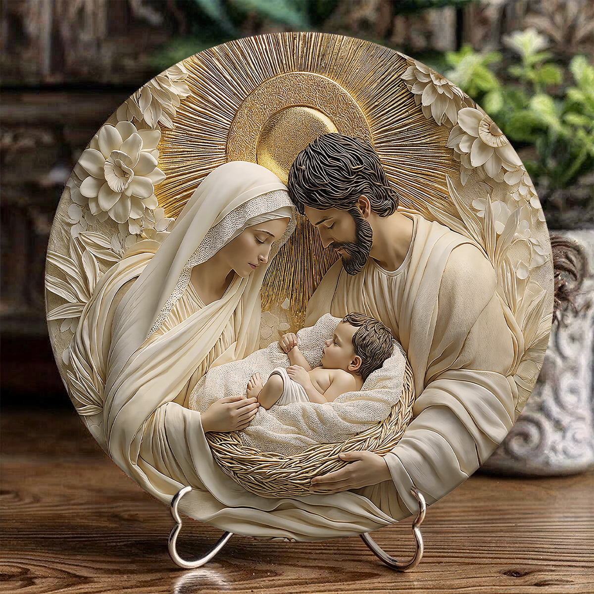 Shineful 2D Wooden Plaque, Hanging Decor, Door Sign - Holy Family