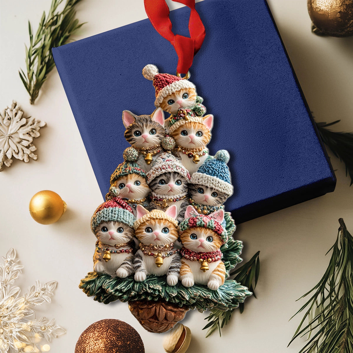 Shineful 2D Acrylic Ornament Kitten Cozy Tree