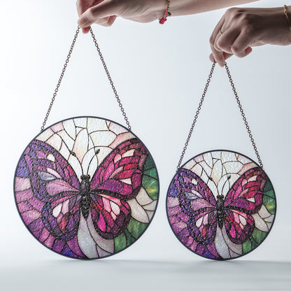 Shineful Stained Glass Suncatcher Elegent Purple Butterfly