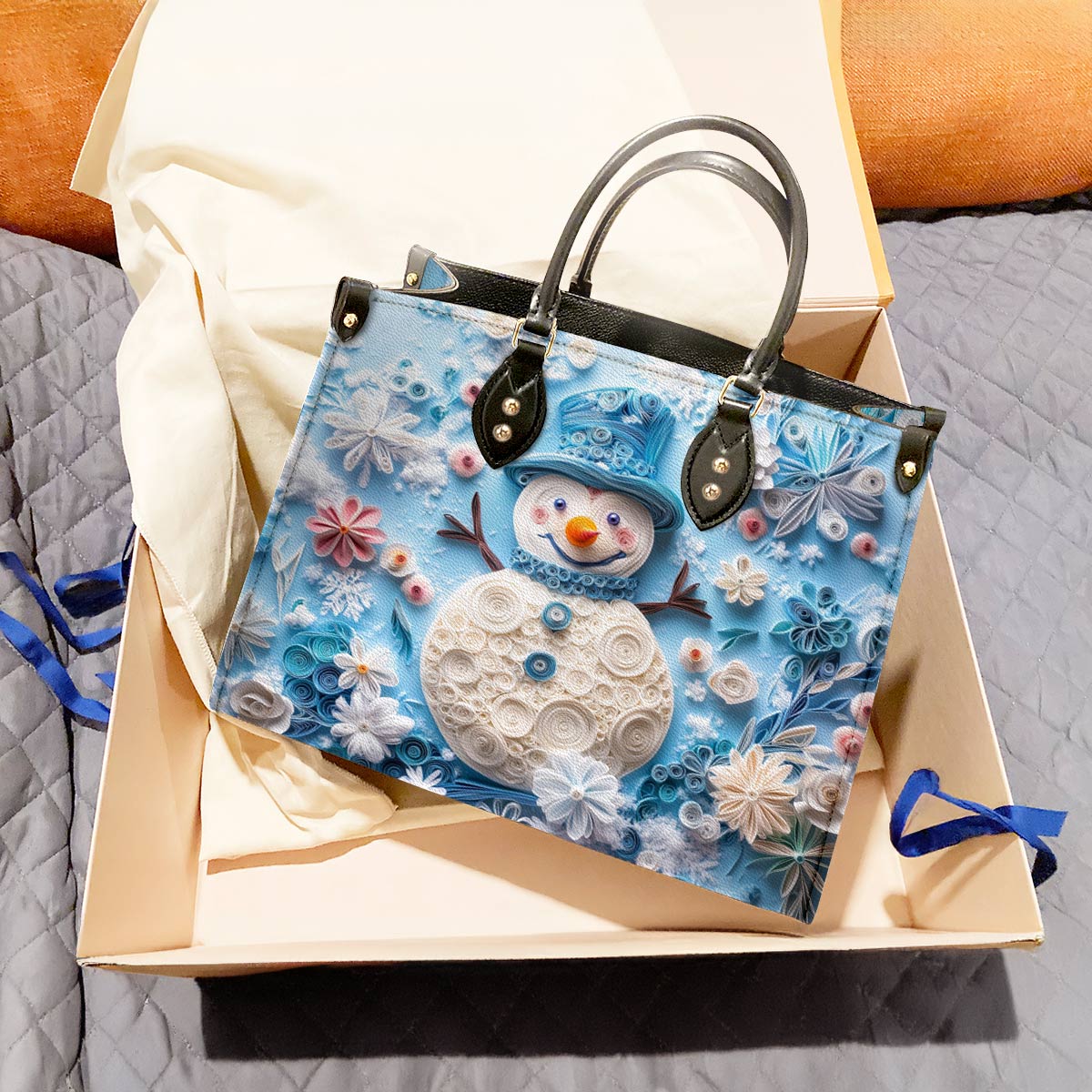 Shineful Leather Bag Happy Snowman