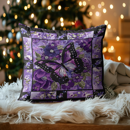 Shineful 2D Print Cushion Cover, Pillowcase, Pillows Covers - Gorgeous Purple Butterfly Flowers