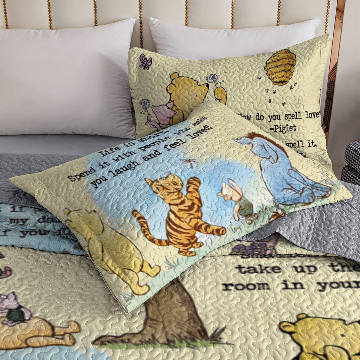 Shineful All Season Quilt 3-Piece Set Classic Honey Bear Wisdom