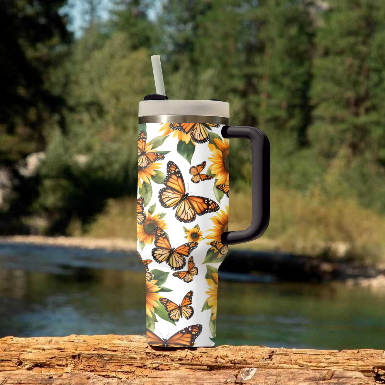 Shineful Tumbler Sunflower Monarch Butterfly