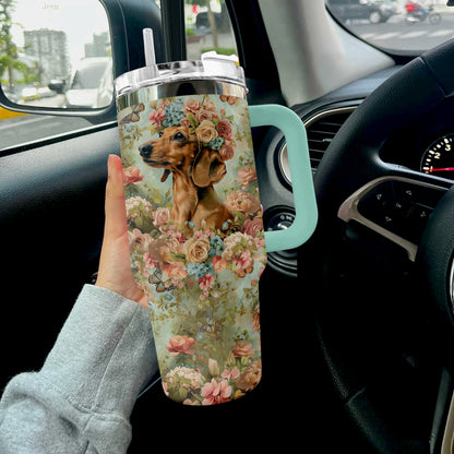 Shineful Tumbler Dackel Floral Delight