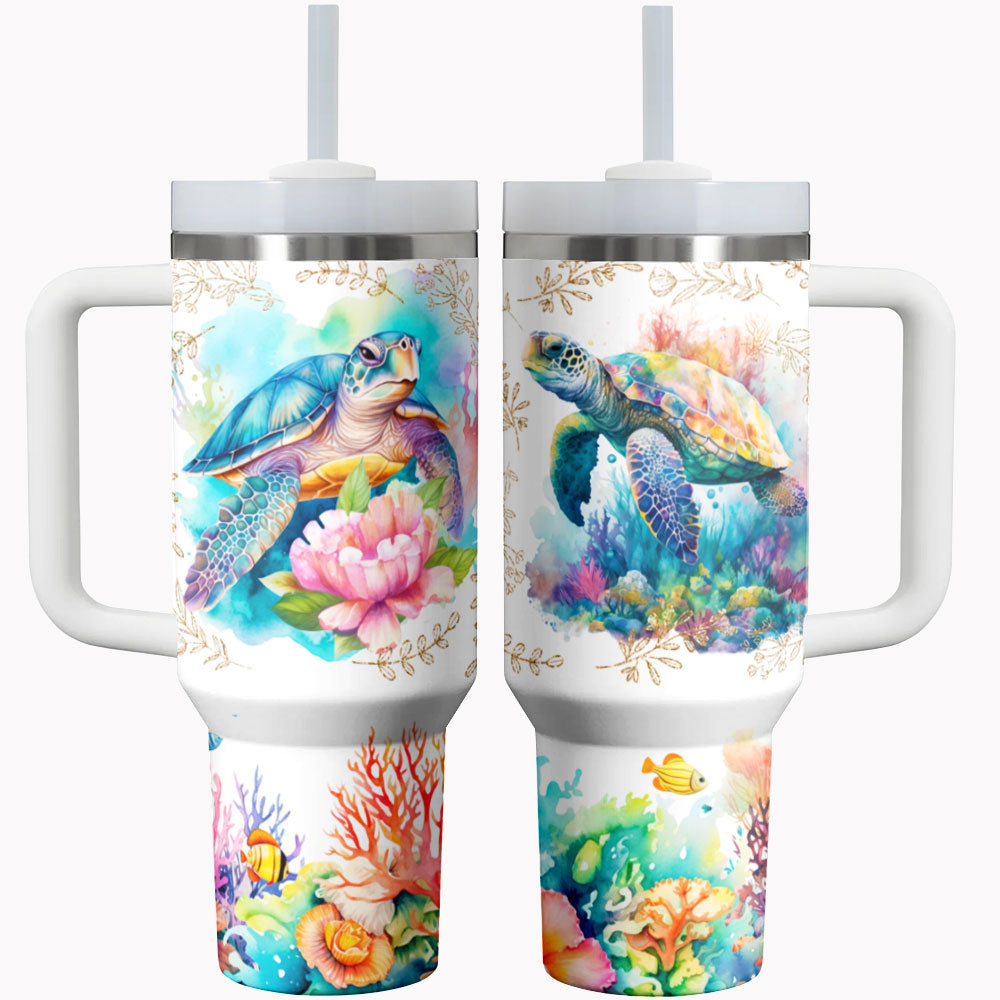 Sea Turtle Shineful Tumbler Turtle Reef Blossom