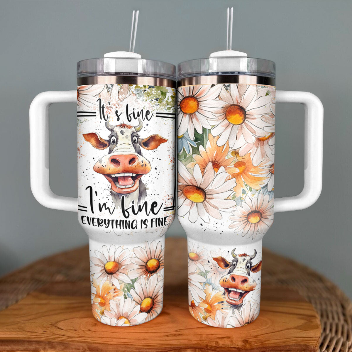 Cow Shineful Tumbler Funny It's Fine I'm Fine Everything's Fine