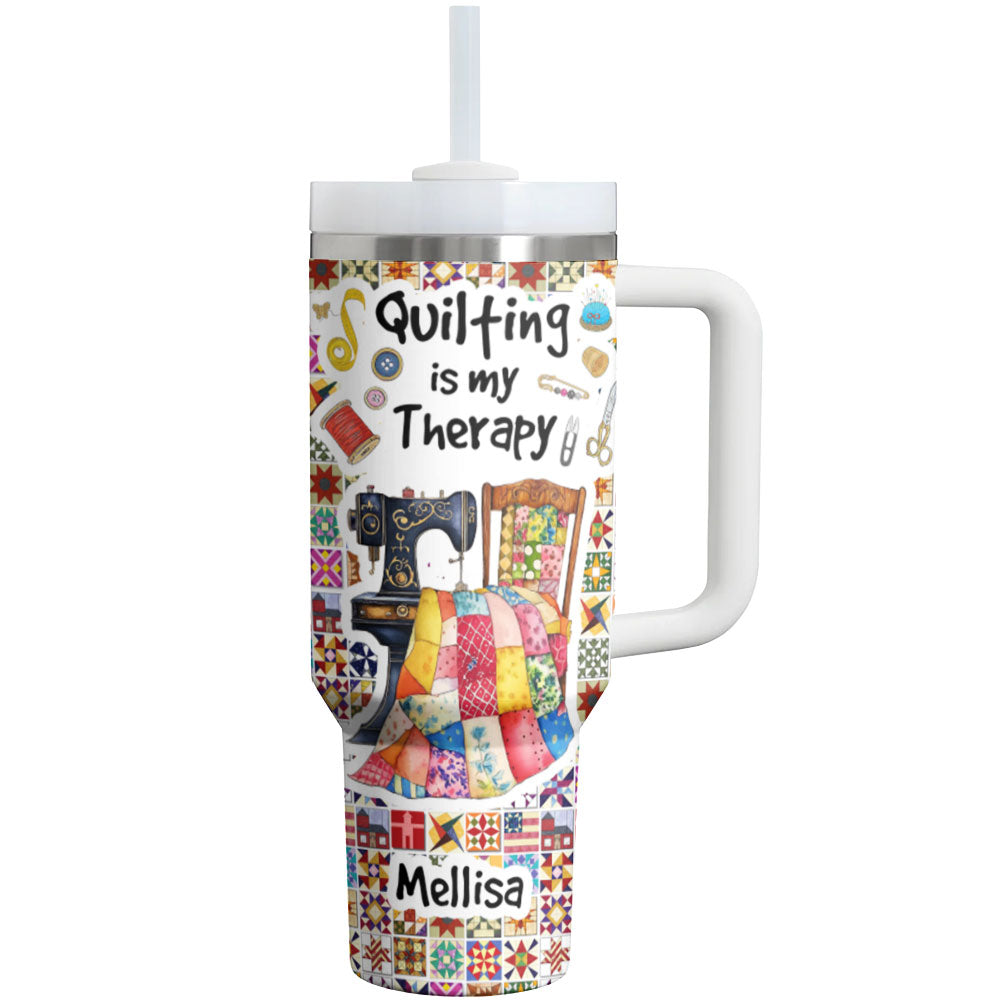 Sewing Lover Tumbler Personalized Quilting Is My Therapy