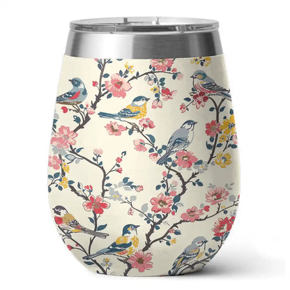 Shineful Wine Tumbler Bird In Spring