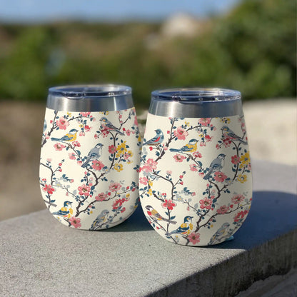 Shineful Wine Tumbler Bird In Spring