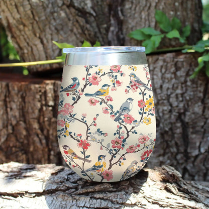 Shineful Wine Tumbler Bird In Spring