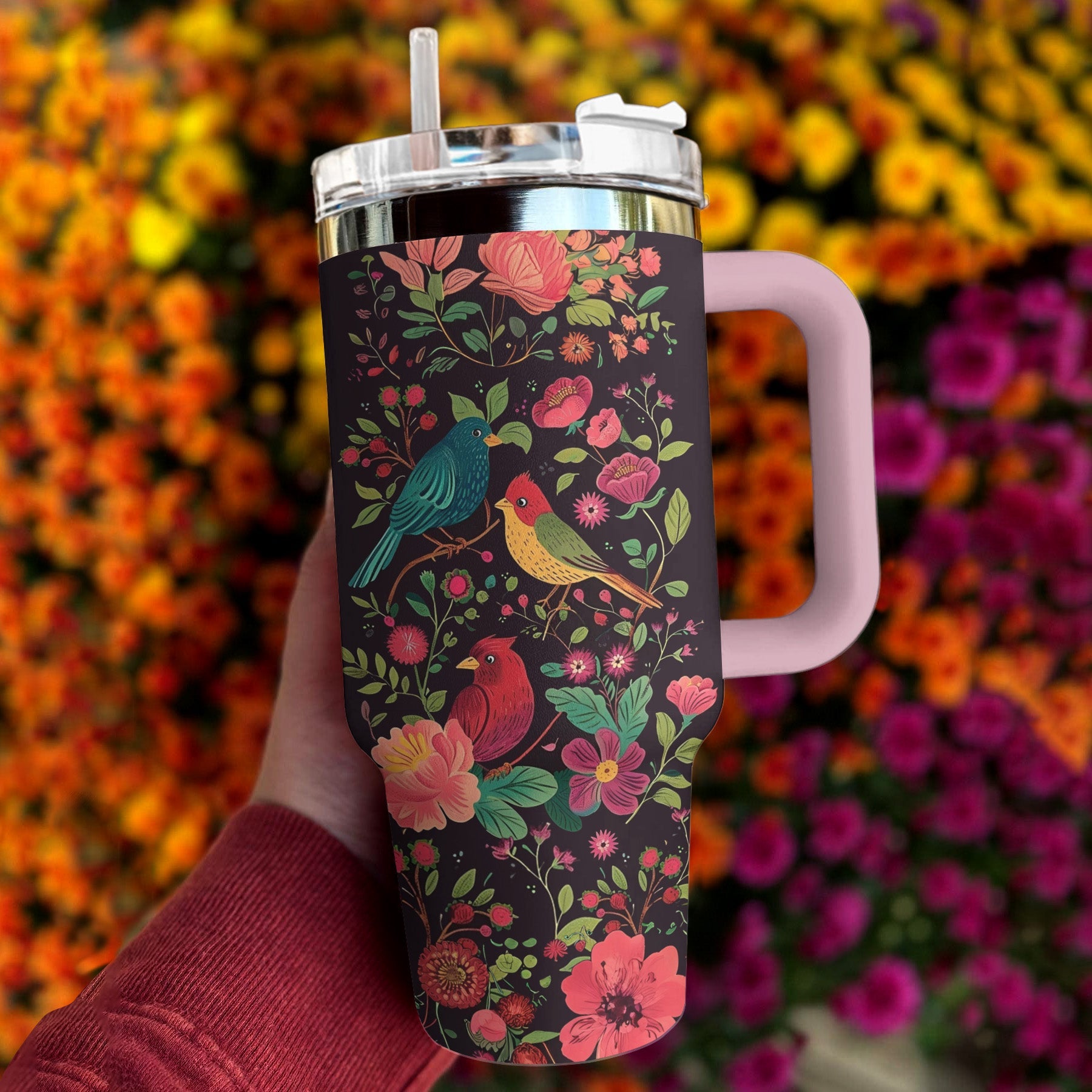 Bird 40 Oz Shineful™ Tumbler Colorful Garden Mn8 Pink 40Oz