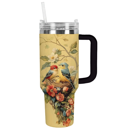 Shineful Tumbler Bird Nestled Blossoms