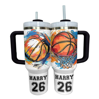 Shineful Personalized Tumbler Colorful Splashing Basketball