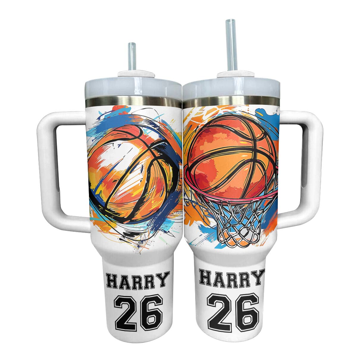 Shineful Personalized Tumbler Colorful Splashing Basketball