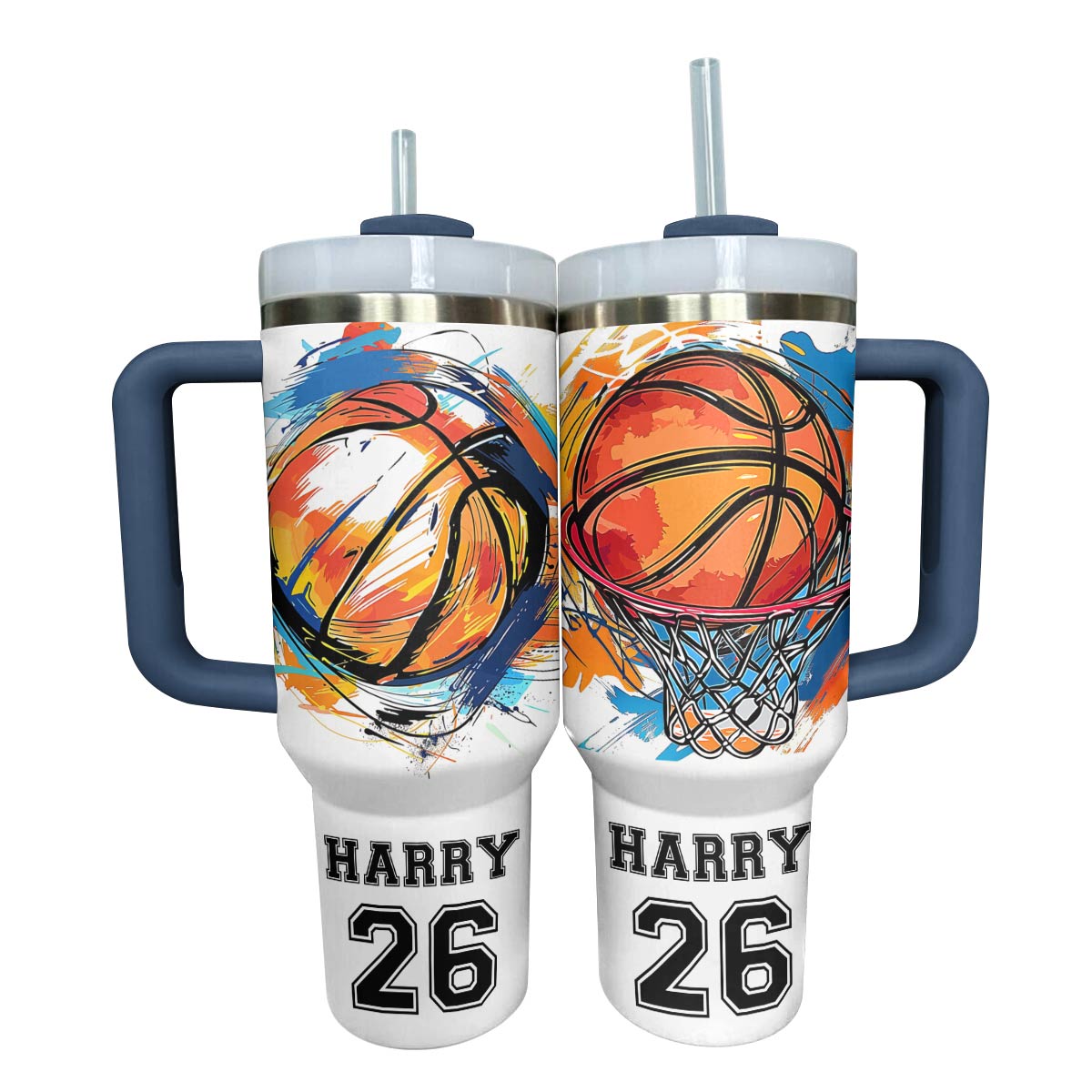 Shineful Personalized Tumbler Colorful Splashing Basketball