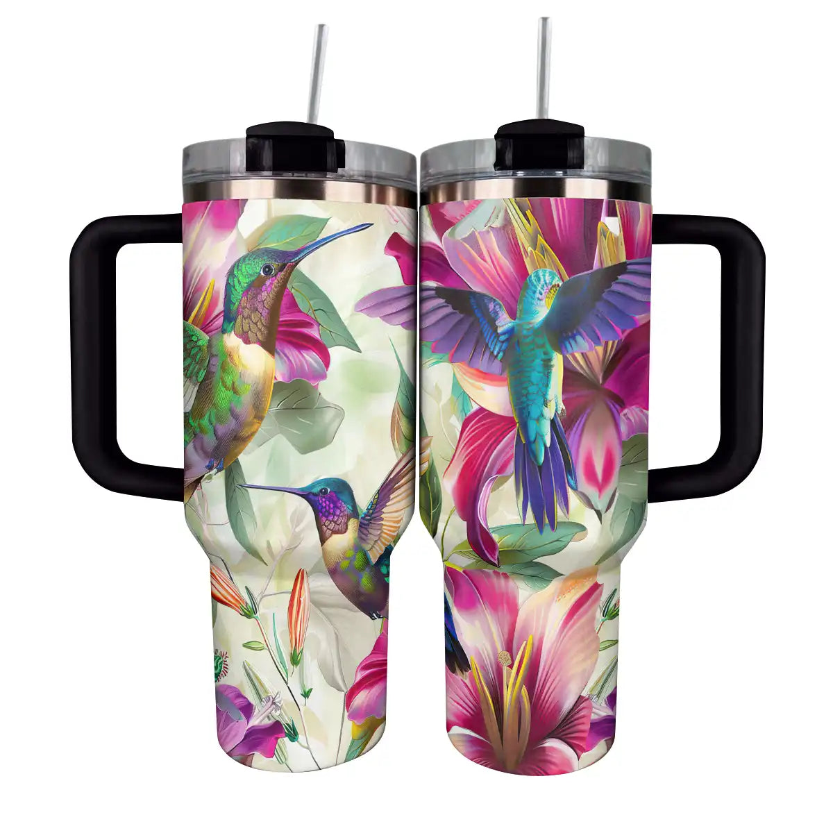 Shineful Tumbler Floral Hummingbirds