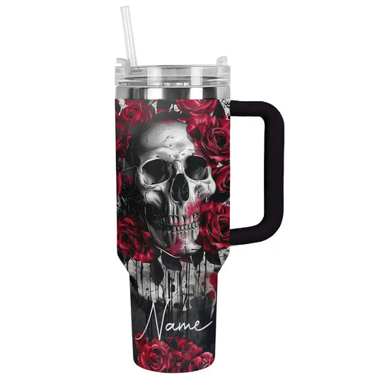 Shineful Tumbler Personalized Rose Skull