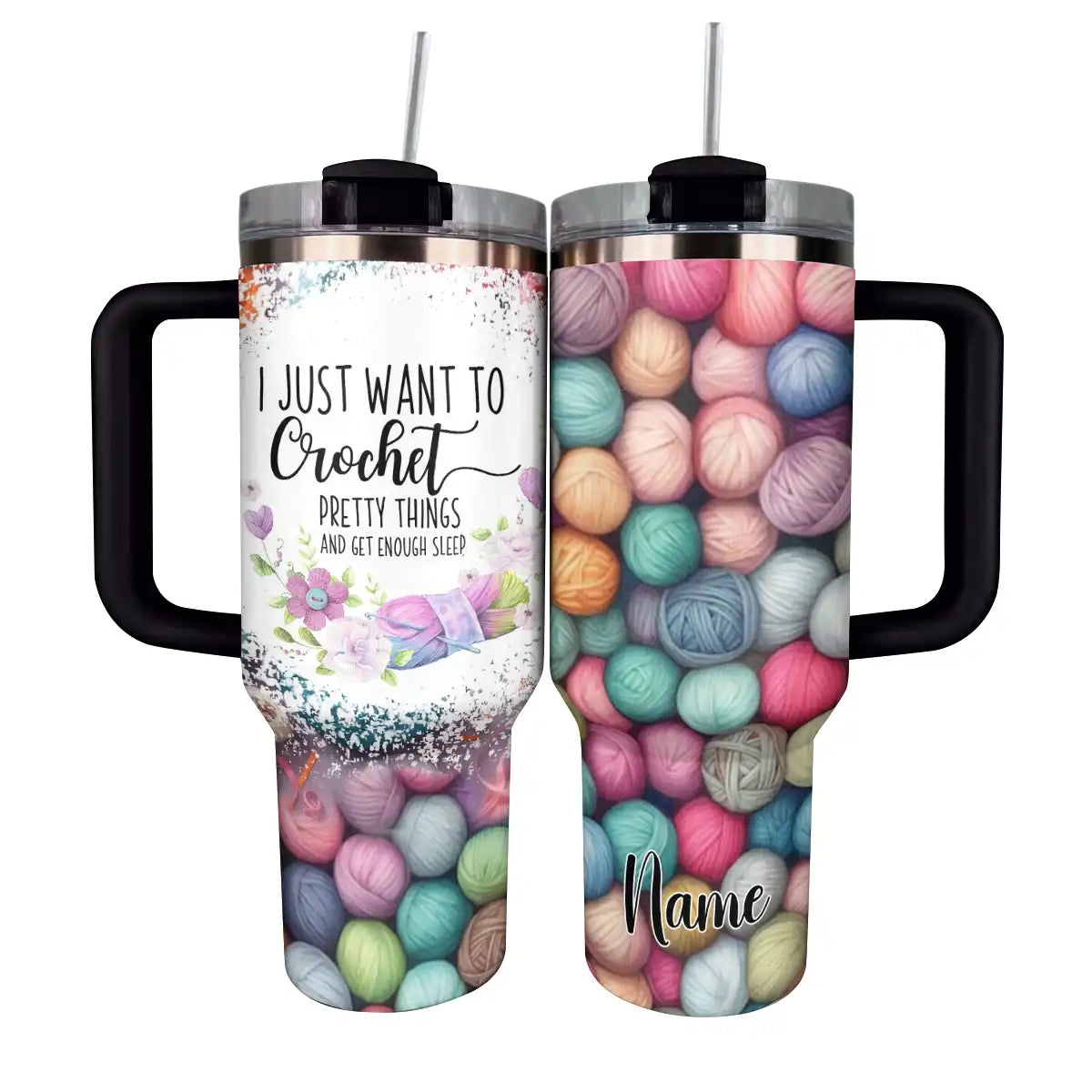 Shineful Tumbler Personalized Just Wanna Crochet