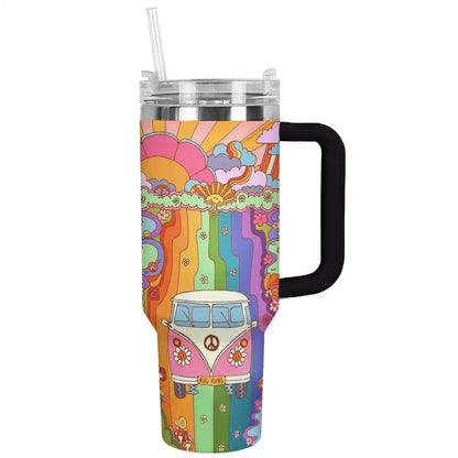 Glänzender Becher Rainbow Hippie Van