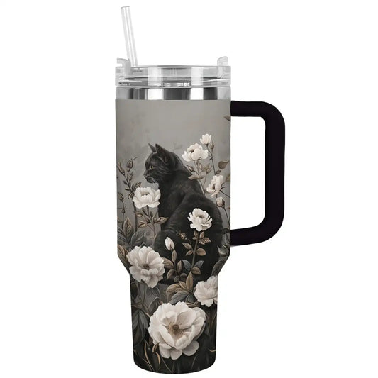 Shineful Tumbler Black Cat Floral