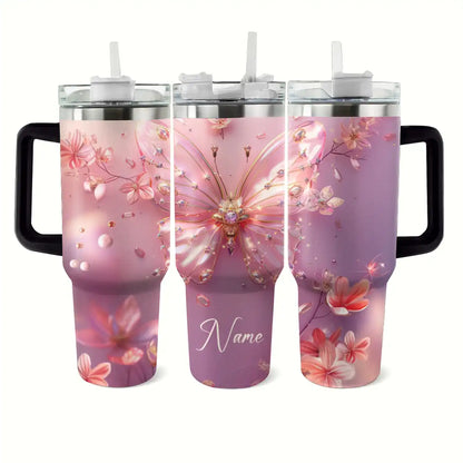 Shineful Glossy Tumbler Personalized Elegant Butterfly