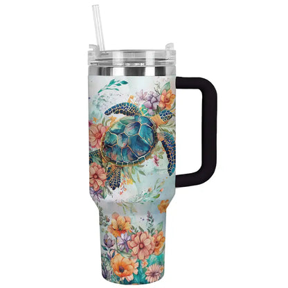 Verre Shineful à motif de tortue de mer florale