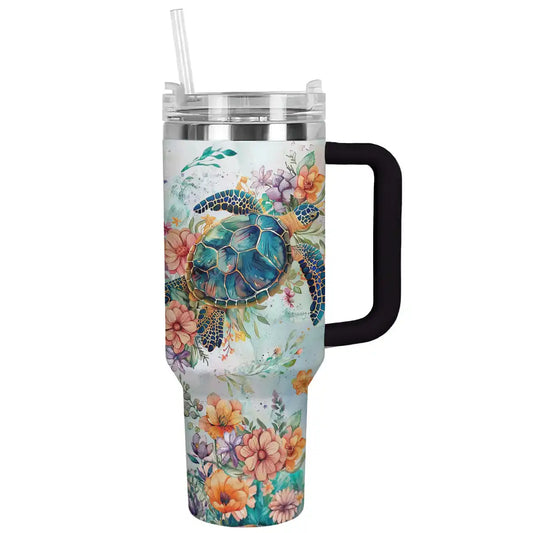 Shineful Tumbler Floral Sea Turtle