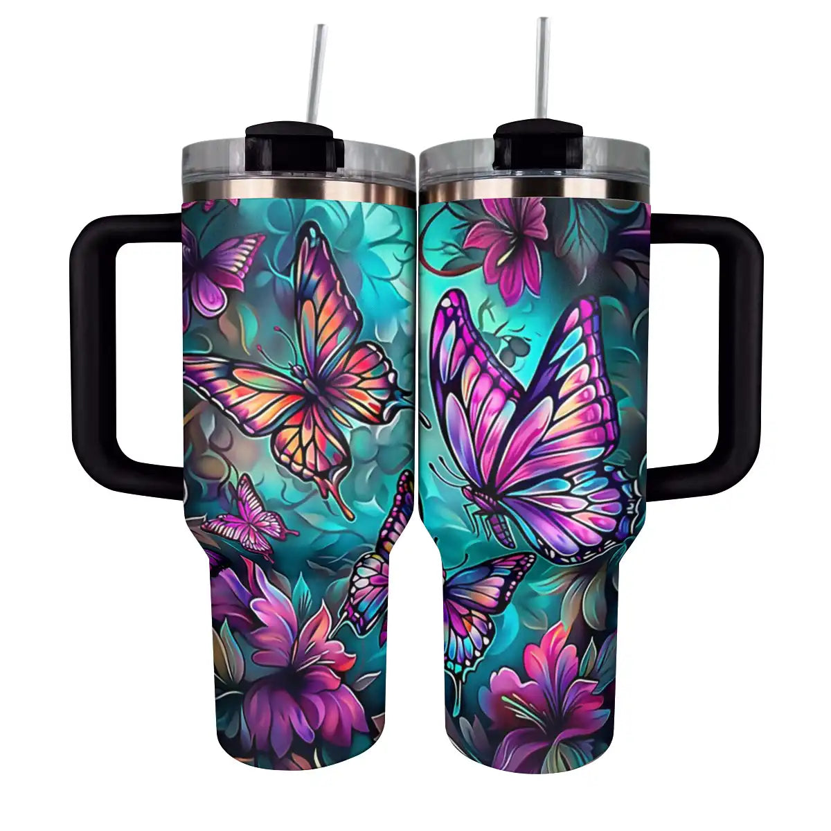 Shineful Glossy Tumbler Vibrant Butterflies