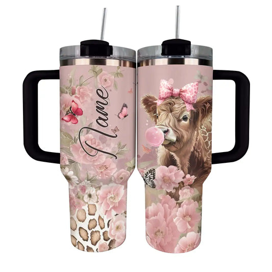 Shineful Tumbler Personalized Pink Cow