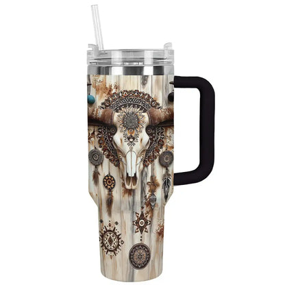 Shineful Tumbler Cow Boho Cow Skull Ver2